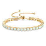 "Elegancia Eterna" Pulsera de Tenis de Plata de Ley con Ópalo Piedra de Nacimiento de Octubre Cadena Bolo Clásica