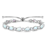 "Glamour Teardrop" Pulsera de tenis de plata de ley con ópalo piedra de nacimiento de octubre Cadena clásica Bolo