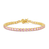 Pulsera de tenis de piedra rosa de plata de ley "Pink Romance"