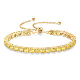 Pulsera de tenis de plata de ley con citrino amarillo, piedra de nacimiento de noviembre "Eternal Elegance" con cadena bolo clásica
