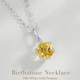 Collar con colgante de piedra de nacimiento citrino de noviembre en oro blanco macizo de 14K y cadena de plata de ley FANCIME "Flor Eterna"