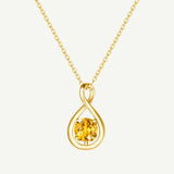 "Abrazo Infinito" Collar con colgante de símbolo de infinito en plata de ley con citrino, piedra de nacimiento de noviembre - Oro