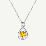 "Abrazo Infinito" Collar con colgante de símbolo de infinito en plata de ley con citrino, piedra de nacimiento de noviembre - Plata