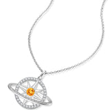 FANCIME Collar de plata de ley con piedra de nacimiento citrino de noviembre "Promesa estelar"