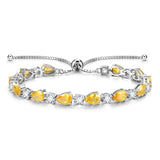 "Glamour Teardrop" Pulsera de tenis de plata de ley con citrino amarillo piedra de nacimiento de noviembre Cadena clásica Bolo