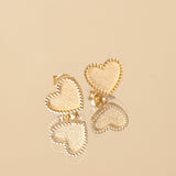 Pendientes de botón en forma de corazón de oro amarillo 14K FANCIME