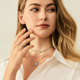 FANCIME "Soluna Nexus" Collar de plata de ley con turquesa, piedra de nacimiento de diciembre