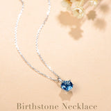 Collar con colgante de piedra de nacimiento topacio de diciembre en oro blanco macizo de 14K y cadena de plata de ley FANCIME "Flor Eterna"