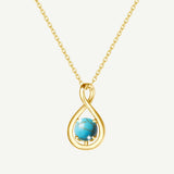 "Abrazo Infinito" Collar con Colgante de Símbolo de Infinito en Plata de Ley con Turquesa, Piedra de Nacimiento de Diciembre - Oro