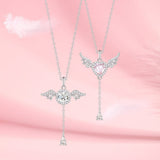Collar de plata de ley con aguamarina, piedra de nacimiento de marzo "Amor de Ángel" FANCIME