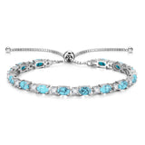 Pulsera de tenis de plata de ley con piedra de nacimiento turquesa de diciembre y cadena bolo clásica "Glamour Radiance"