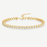 Pulsera de tenis clásica de plata de ley con engaste de bisel ajustable "Orbit" de FANCIME