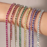 Pulsera de tenis de granate rojo de plata de ley "Bold Strength"
