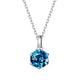 Collar con colgante de piedra de nacimiento topacio de diciembre en oro blanco macizo de 14K y cadena de plata de ley FANCIME "Flor Eterna"
