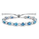 "Glamour Teardrop" Pulsera de tenis de plata de ley con topacio piedra de nacimiento de diciembre Cadena clásica Bolo