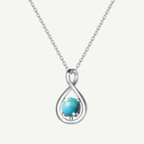 "Abrazo Infinito" Collar con Colgante de Símbolo de Infinito en Plata de Ley con Turquesa, Piedra de Nacimiento de Diciembre - Plata