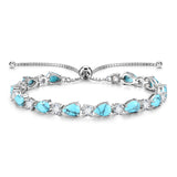 "Glamour Teardrop" Pulsera de tenis de plata de ley con turquesa piedra de nacimiento de diciembre Cadena clásica Bolo