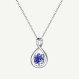 "Abrazo Infinito" Collar con Colgante de Símbolo de Infinito en Plata de Ley con Tanzanita, Piedra de Nacimiento de Diciembre - Plata