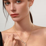 Collar colgante en Y con flor "Wisteria Whisper" en plata de ley FANCIME