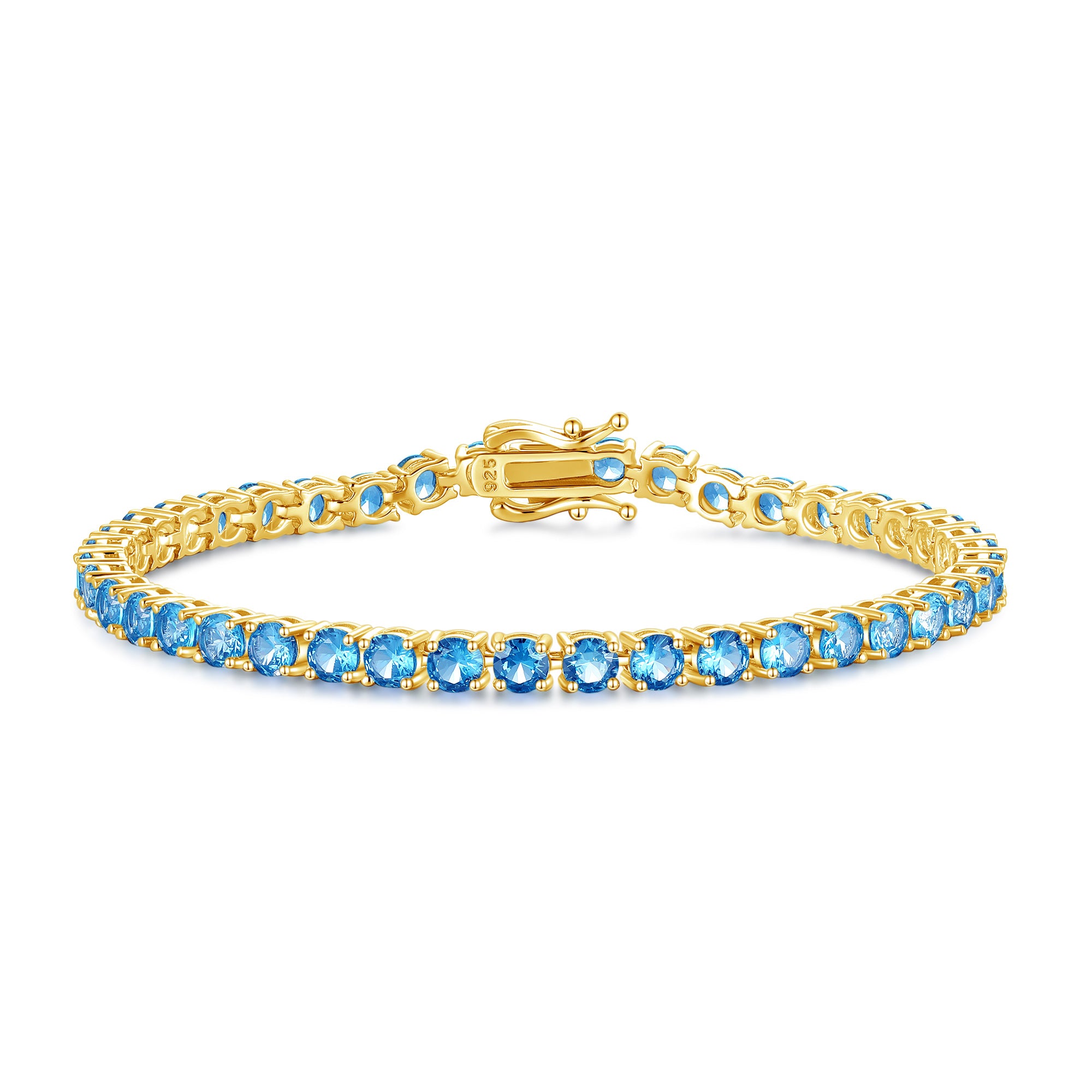 Pulsera de tenis de topacio azul de plata de ley "Joyful Delight"