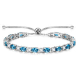 Pulsera de tenis de plata de ley con piedra de nacimiento topacio de diciembre y cadena bolo clásica "Glamour Radiance"