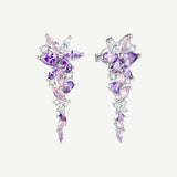 Pendientes de Plata con Barra de Flor “Susurro de Glicina” con Turmalina Rosa