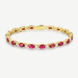 Pulsera de plata de ley con rubí talla fancy corte tenis "Glamour Radiance" piedra de nacimiento de julio