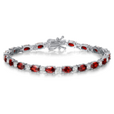 Pulsera de plata de ley con granate talla fancy corte tenis "Glamour Radiance" piedra de nacimiento de enero