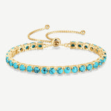 Pulsera de tenis FANCIME "Eternal Elegance" con piedra de nacimiento de diciembre Turquesa de plata esterlina Cadena bolo clásica