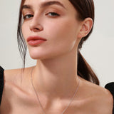 FANCIME "Satin Bow" Bow Pink CZ Sterling Silver Necklace