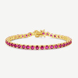 Pulsera de tenis de rubí de julio de plata de ley "Royal Red"