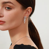 Pendientes colgantes de plata esterlina "Rosa floreciente"