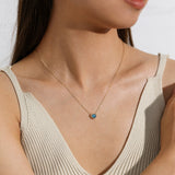 Collar FANCIME Corazón de Topacio Azul Piedra de Nacimiento en Oro Amarillo Macizo 14K