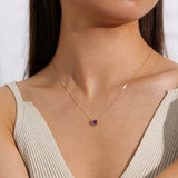 Collar FANCIME Corazón Delicado de Amatista Piedra de Nacimiento de Febrero en Oro 14K