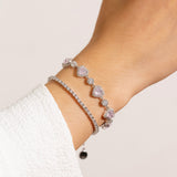 Pulsera de tenis de plata de ley con corazón halo "Srta. Encantadora" de FANCIME