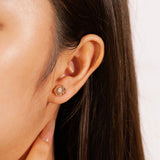 Pendientes de botón FANCIME "Mi Rosa" con rosa de diamantes en oro rosa de 14k