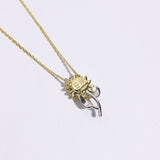 FANCIME "My Sunshine" Collar giratorio de plata de ley con girasol y citrino, piedra de nacimiento