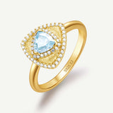 Trinity Textured Silver Ring in Created Aquamarine