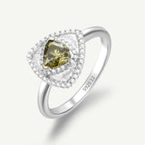 Trinity Textured Silver Ring in Created Peridot