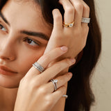 Anillo ovalado de plata de ley con halo oculto de FANCIME