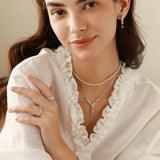 FANCIME “Wisteria Bouquet” Collar en Y con flores colgantes de plata de ley