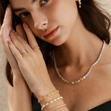 FANCIME "Glamour Radiance" Collar de tenis de plata de ley con citrino amarillo tallado elegante, piedra de nacimiento de noviembre