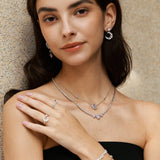 Collar con luna creciente y estrella "Pink Dream" en plata de ley FANCIME