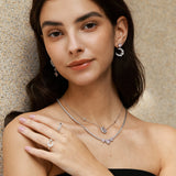 Pendientes colgantes con luna y estrella "Pink Dream" en plata de ley