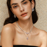 Pendientes colgantes de plata esterlina "Amor de rosa" FANCIME