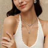 Collar de tenis de plata de ley con corazón halo "Srta. Encantadora" de FANCIME