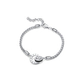 FANCIME "Roman Time" Pulseras de cadena de trigo entrelazadas para parejas de plata de ley