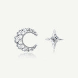 Pendientes de plata de ley con poste "Dulce Sueño" Luna y Estrella de FANCIME