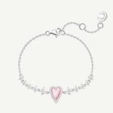 Pulsera de plata de ley con corazón rosa "Pink Moment" de FANCIME con perla blanca y piedras CZ