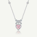 Collar de plata de ley con aguamarina, piedra de nacimiento de marzo "Beso al Corazón" con lazo de azúcar FANCIME